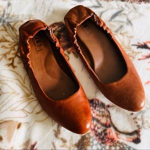 Korks by Kork Ease Julie Brown Leather Flats| Cognac| Size 7.5